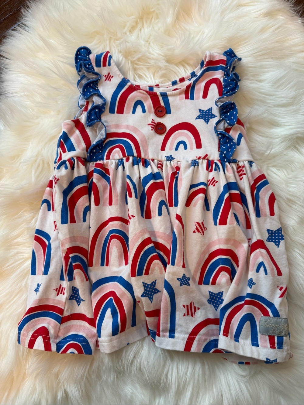 Eleanor Rose Girls' Red & Blue Rainbow Star Sleeveless Top Size 6/7